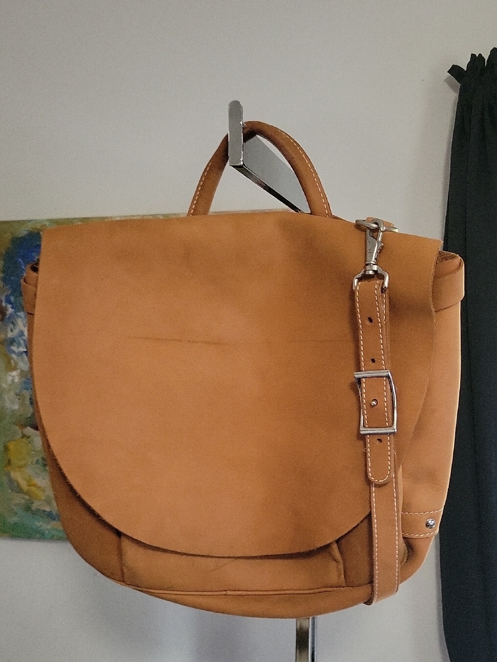 J. Peterman tan leather shoulder bag